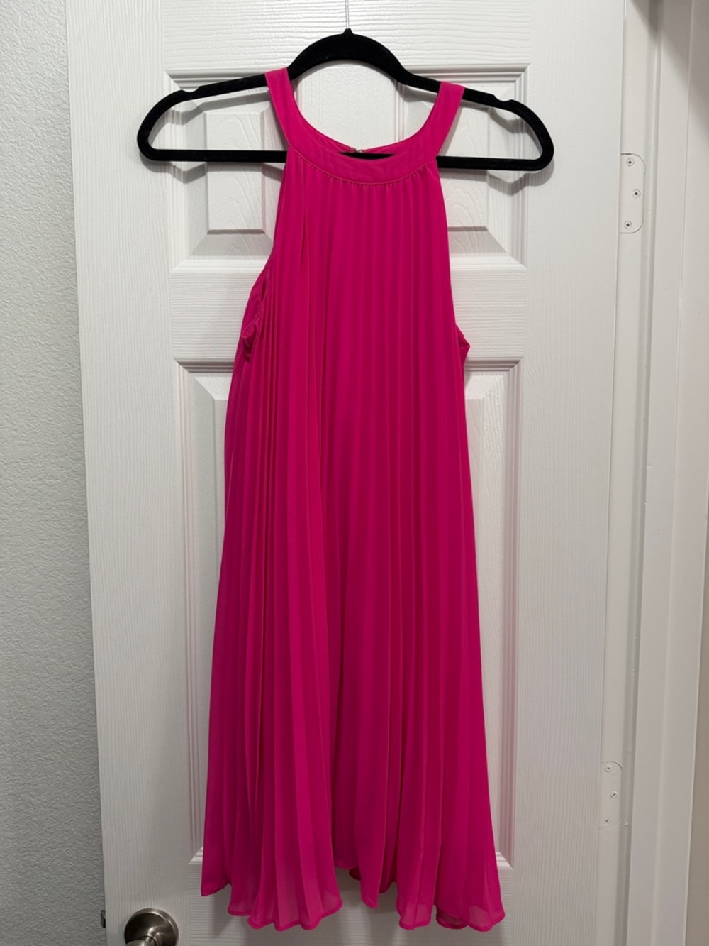 She + Sky Fuchsia Pleated Halter Party Dress